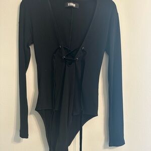 Reformation Black Long Sleeve Bodysuit